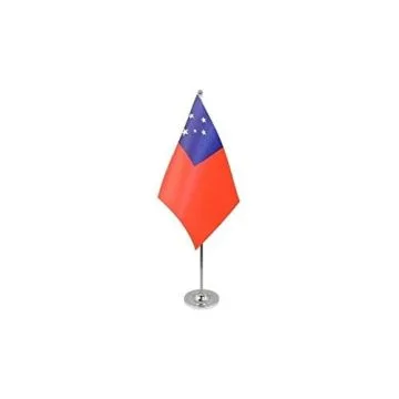 DRAPEAU DE TABLE prestige SAMOA 22x15cm en SATIN - GRAND DRAPEAUX DE BUREAU SAMOAN  15 x 22 cm