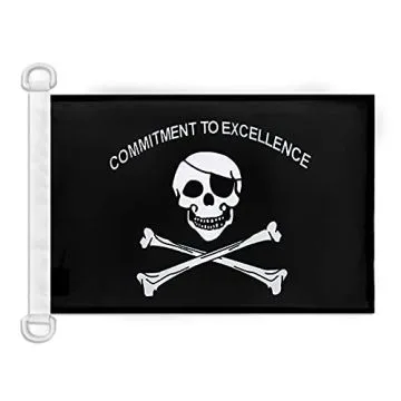 Bandera nautica con calavera 45x30cm - Compra/Venta Banderas naúticas Pirate Commitment To Excellence 30 x 45 cm con anillos