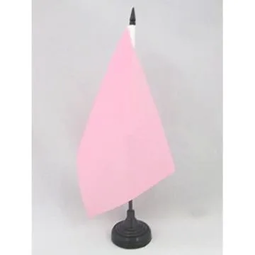 DRAPEAU DE TABLE UNICOLORE ROSE 21x14cm - PETIT DRAPEAUX DE BUREAU DE COULEUR ROSE 14 x 21 cm