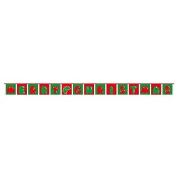 GUIRLANDE 5 mètres 15 DRAPEAUX JOYEUX NOËL TEXTE 21x15 cm - DRAPEAU  15 x 21 cm