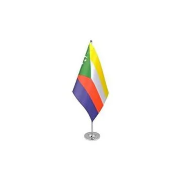 DRAPEAU DE TABLE prestige COMORES 22x15cm en SATIN - GRAND DRAPEAUX DE BUREAU COMORIEN 15 x 22 cm