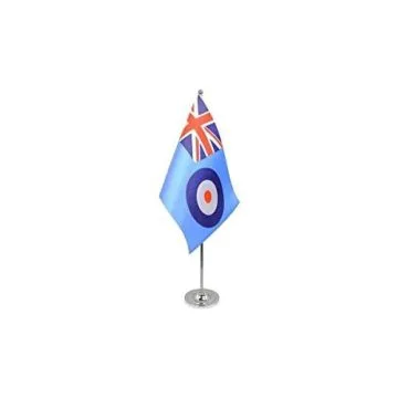 DRAPEAU DE TABLE prestige ROYAL AIR FORCE BRITANNIQUE 22x15cm en SATIN - GRAND DRAPEAUX DE BUREAU RAF ENSIGN - FORCE AÉRIENNE ROYALE BRITANNIQUE 15 x 22 cm
