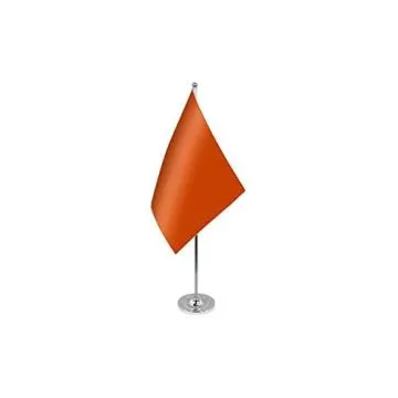 DRAPEAU DE TABLE prestige UNICOLORE ORANGE 22x15cm en SATIN - GRAND DRAPEAUX DE BUREAU DE COULEUR ORANGÉE 15 x 22 cm