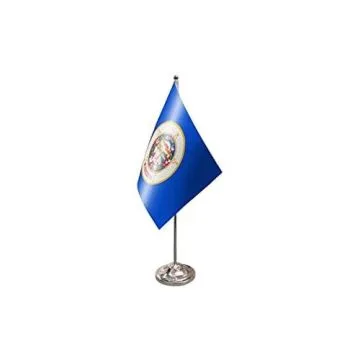 DRAPEAU DE TABLE prestige MINNESOTA 22x15cm en SATIN - GRAND DRAPEAUX DE BUREAU ETAT AMÉRICAIN - USA - ETATS-UNIS 15 x 22 cm