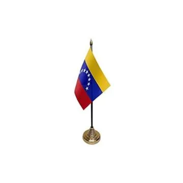 DRAPEAU DE TABLE prestige VÉNÉZUELA 22x15cm en SATIN - GRAND DRAPEAUX DE BUREAU VÉNÉZUELIEN 15 x 22 cm
