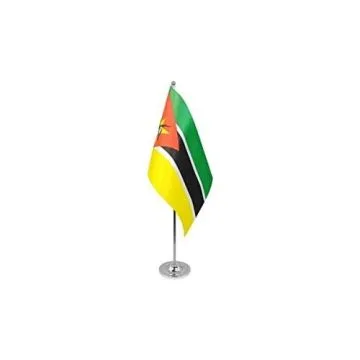 DRAPEAU DE TABLE prestige MOZAMBIQUE 22x15cm en SATIN - GRAND DRAPEAUX DE BUREAU MOZAMBICAIN 15 x 22 cm