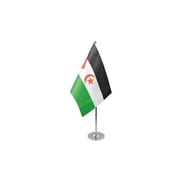 DRAPEAU DE TABLE prestige SAHARA OCCIDENTAL 22x15cm en SATIN - GRAND DRAPEAUX DE BUREAU SAHRAOUI 15 x 22 cm