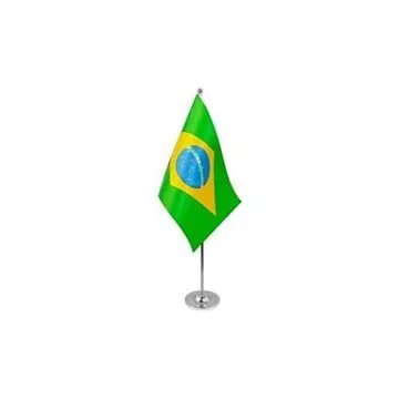 DRAPEAU DE TABLE prestige BRÉSIL 22x15cm en SATIN - GRAND DRAPEAUX DE BUREAU BRÉSILIEN 15 x 22 cm