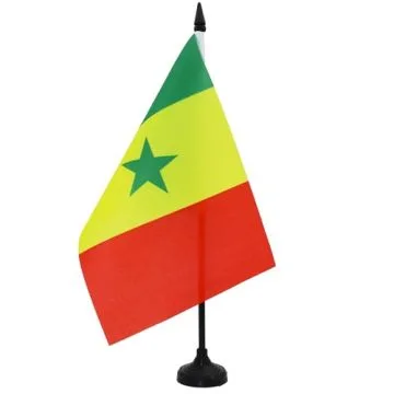 DRAPEAU DE TABLE SÉNÉGAL 21x14cm - PETIT DRAPEAUX DE BUREAU SÉNÉGALAIS 14 x 21 cm