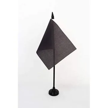DRAPEAU DE TABLE UNICOLORE NOIR 15x10cm - PETIT DRAPEAUX DE BUREAU DE COULEUR NOIRE 10 x 15 cm