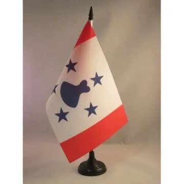 DRAPEAU DE TABLE TUBUAI 21x14cm - PETIT DRAPEAUX DE BUREAU POLYNÉSIEN - POLYNÉSIE FRANÇAISE - FRANCE 14 x 21 cm