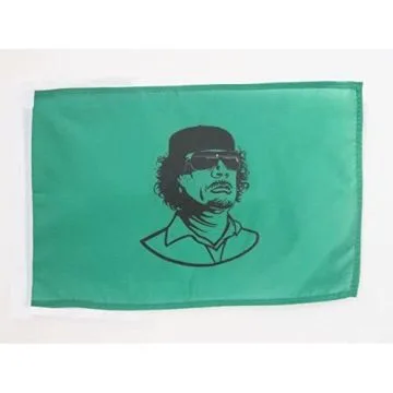 DRAPEAU LIBYE AVEC KHADAFI 45x30cm - PAVILLON LIBYEN ANCIEN 30 x 45 cm haute qualité