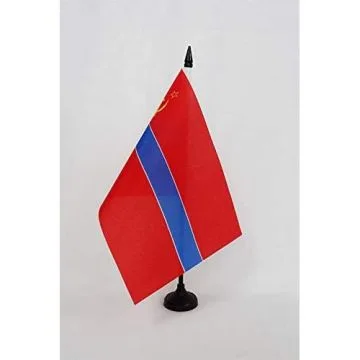 Drapeau de table République socialiste soviétique d\'Ouzbékistan 1924-1990 21x14cm - PETIT Drapeaux DE BUREAU de la RSSO d\'URSS 14 x 21 cm