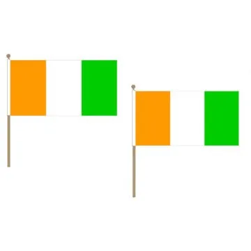 DRAPEAU CÍ?TE D\'IVOIRE 45x30cm HAMPE en bois - LOT DE 10 DRAPEAUX IVOIRIEN 30 x 45 cm