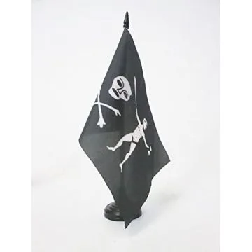 DRAPEAU DE TABLE PIRATE CAPITAINE DULAIEN 21x14cm - PETIT DRAPEAUX DE BUREAU CORSAIRE TÍ?TE DE MORT 14 x 21 cm