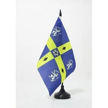 DRAPEAU DE TABLE COMTÍ? DE DURHAM ANCIEN 21x14cm - PETIT DRAPEAUX DE BUREAU COUNTY OF DURHAM - ANGLETERRE 14 x 21 cm
