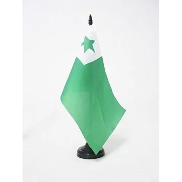 DRAPEAU DE TABLE ESPERANTO 21x14cm - PETIT DRAPEAUX DE BUREAU DE LA LANGUE INTERNATIONALE 14 x 21 cm