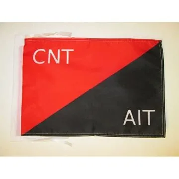DRAPEAU MILICES CONFÉDÉRALES DE LA CNT-FAI D\'ESPAGNE 45x30cm - PAVILLON GUERRE D\'ESPAGNE 30 x 45 cm haute qualité