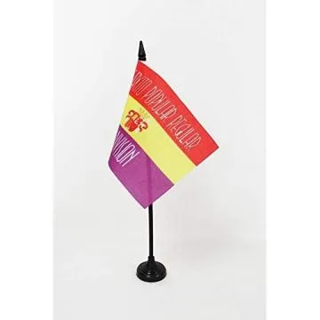 DRAPEAU DE TABLE 44E DIVISION DE L\'ARMÉE POPULAIRE DE LA RÉPUBLIQUE ESPAGNOLE 15x10cm - PETIT DRAPEAUX DE BUREAU RÉPUBLICAIN GUERRE D\'ESPAGNE 10 x 15 cm