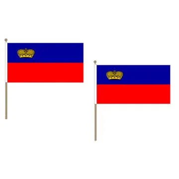 DRAPEAU LIECHTENSTEIN 45x30cm HAMPE en bois - LOT DE 10 DRAPEAUX LIECHTENSTEINOIS 30 x 45 cm
