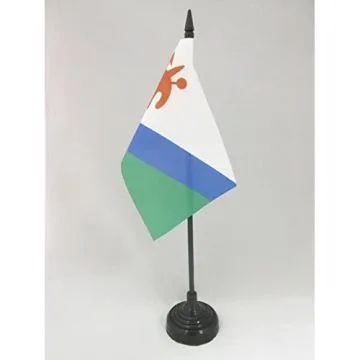DRAPEAU DE TABLE LESOTHO ANCIEN 15x10cm - PETIT DRAPEAUX DE BUREAU LÉSOTHAN 10 x 15 cm