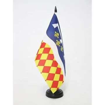 DRAPEAU DE TABLE CHARENTE 21x14cm - PETIT DRAPEAUX DE BUREAU DÍ?PARTEMENT CHARENTAIS 14 x 21 cm