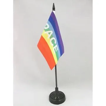 DRAPEAU DE TABLE PAIX 15x10cm - PETIT DRAPEAUX DE BUREAU ARC-EN-CIEL - PEACE RAINBOW 10 x 15 cm