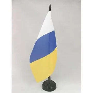 DRAPEAU DE TABLE CANARIES SANS ÉCUSSON 21x14cm - PETIT DRAPEAUX DE BUREAU DE CANARIAS - ESPAGNE 14 x 21 cm