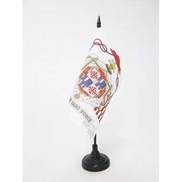 DRAPEAU DE TABLE GRAND MAÍ?TRE ORDRE DU SAINT-SÍ?PULCRE DE JÍ?RUSALEM 15x15cm - PETIT DRAPEAUX DE BUREAU CHRÍ?TIEN 15 x 15 cm