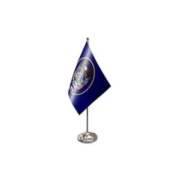 DRAPEAU DE TABLE prestige UTAH 22x15cm en SATIN - GRAND DRAPEAUX DE BUREAU ETAT AMÉRICAIN - USA - ETATS-UNIS 15 x 22 cm