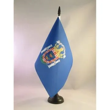 DRAPEAU DE TABLE MELILLA 21x14cm - PETIT DRAPEAUX DE BUREAU ESPAGNOL - ESPAGNE 14 x 21 cm