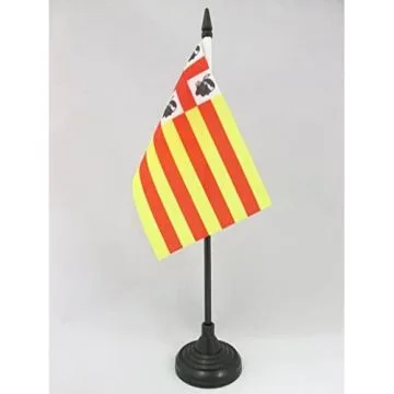 DRAPEAU DE TABLE SARDAIGNE ARAGONAISE 15x10cm - PETIT DRAPEAUX DE BUREAU SARDE SOUS ROYAUME D\'ARAGON 10 x 15 cm