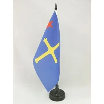 DRAPEAU DE TABLE ASTURIES INDÉPENDENTISTE 21x14cm - PETIT DRAPEAUX DE BUREAU NACIONALISTE ASTURIEN - ASTURIAS 14 x 21 cm