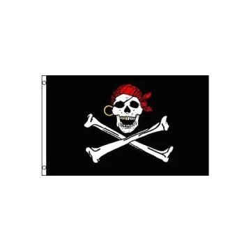 DRAPEAU PIRATE DENT EN OR 150x90cm - DRAPEAU CORSAIRE TÊTE DE MORT 90 x 150 cm - DRAPEAUX