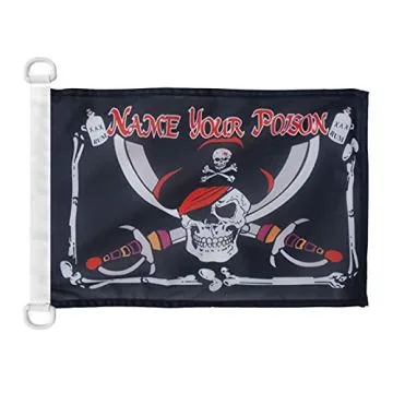 Pavillon nautique Pirate Name your Poison 45x30 cm Anneaux Plastiques
