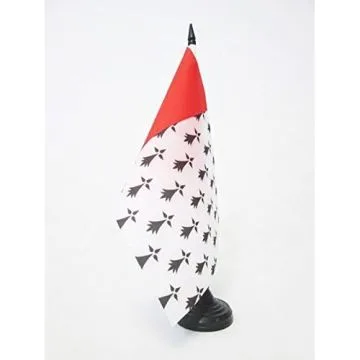 DRAPEAU DE TABLE PAYS NANTAIS 21x14cm - PETIT DRAPEAUX DE BUREAU BRO NAONED NANTES EN BRETAGNE 14 x 21 cm