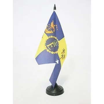 DRAPEAU DE TABLE ETENDARD ROYAL DE MAURICE 1978-1991 21x14cm - PETIT DRAPEAUX DE BUREAU ROYAL MAURICIEN 14 x 21 cm
