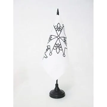 DRAPEAU DE TABLE CROIX HUGUENOTE 15x15cm - PETIT DRAPEAUX DE BUREAU PROTESTANT 15 x 15 cm