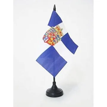 DRAPEAU DE TABLE ETENDARD ROYAL DE GRÍ?CE 1936-1967 15x15cm - PETIT DRAPEAUX DE BUREAU ROI GREC 15 x 15 cm