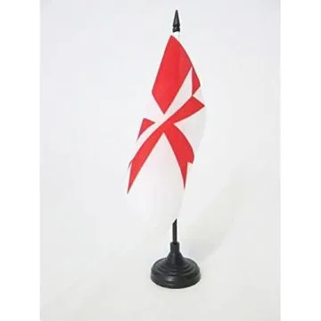 DRAPEAU DE TABLE ORDRE DE MONTJOIE 15x15cm - PETIT DRAPEAUX DE BUREAU MILITAIRE ET RELIGIEUX CATHOLIQUE. 15 x 15 cm