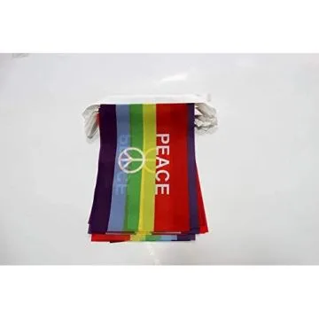Guirlande 6 mètres 20 Drapeaux Arc-en-Ciel Symbole Paix 21x15 cm - Drapeau gay 15 x 21 cm