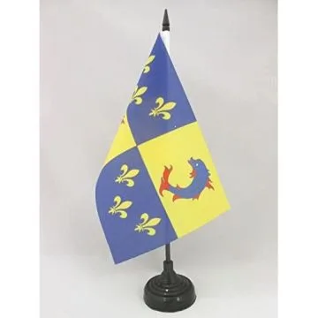 DRAPEAU DE TABLE PROVINCE DU DAUPHINÉ 21x14cm - PETIT DRAPEAUX DE BUREAU DAUPHINOIS - FRANCE 14 x 21 cm