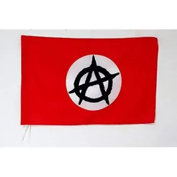 DRAPEAU ANARCHISTE CERCLE BLANC 90x60cm - DRAPEAU ANARCHISME 60 x 90 cm Fourreau pour hampe