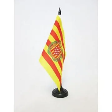 DRAPEAU DE TABLE PROVINCE DE GÍ?RONE 21x14cm - PETIT DRAPEAUX DE BUREAU GERONA EN CATALOGNE 14 x 21 cm