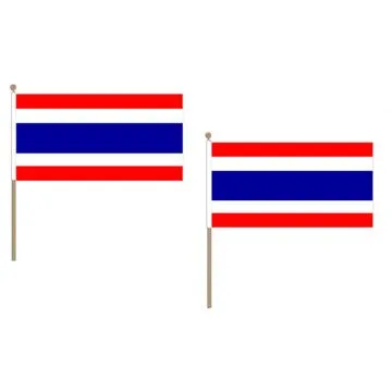 DRAPEAU THAÏLANDE 45x30cm HAMPE en bois - LOT DE 10 DRAPEAUX THAÏLANDAIS 30 x 45 cm