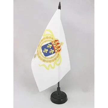 DRAPEAU DE TABLE NOUVELLE-FRANCE 21x14cm - PETIT DRAPEAUX DE BUREAU ROYALISTE - ÉTANDARD LOUIS XIV 14 x 21 cm