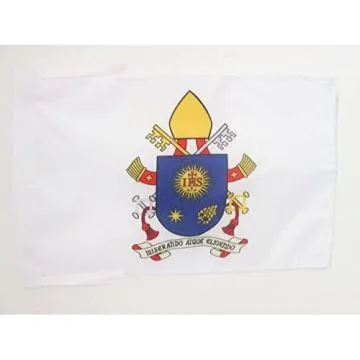 DRAPEAU GRAND BLASON DU PAPE FRANÍ?OIS 45x30cm - PAVILLON Í?CUSSON PAPAL - VATICAN 30 x 45 cm haute qualité