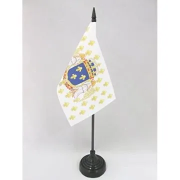 DRAPEAU DE TABLE ROYAUME DE FRANCE ANGES 15x10cm - PETIT DRAPEAUX DE BUREAU ROYALISTE FRANÇAIS FLEUR DE LYS 10 x 15 cm