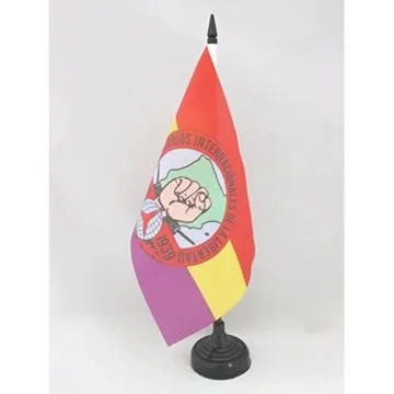 DRAPEAU DE TABLE ESPAGNE VOLONTAIRES INTERNATIONAUX LIBERTÉ 21x14cm - PETIT DRAPEAUX DE BUREAU ESPAGNOL RÉPUBLICAIN 14 x 21 cm