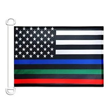 Pavillon nautique Etats-Unis Thin Blue Red Green Line 45x30 cm Anneaux Plastiques